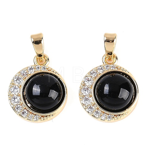 Brass Micro Pave Cubic Zirconia Pendants KK-U043-56G-1