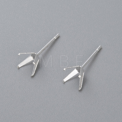 304 Stainless Steel Prong Earring Settings STAS-O098-06S-04-1