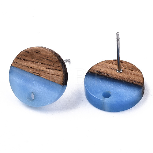 Resin & Walnut Wood Stud Earring Findings MAK-N032-007A-H02-1