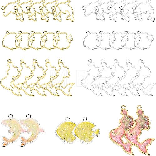 SUPERFINDINGS 36 Pcs 6 Styles Alloy Open Back Bezel Pendants FIND-FH0001-64G-1