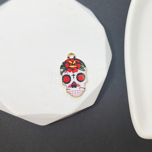 Halloween Printed Alloy Enamel Pendants PW-WG78A22-07-1