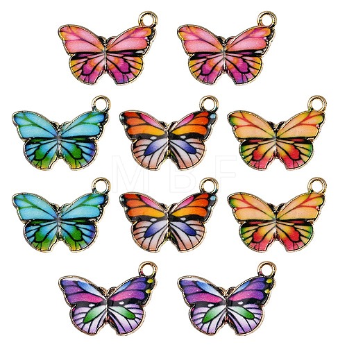 10Pcs 5 Colors Printed Alloy Pendants FIND-YW0001-94-1