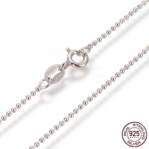 Rhodium Plated 925 Sterling Silver Ball Chain Necklaces STER-L059-14P-1