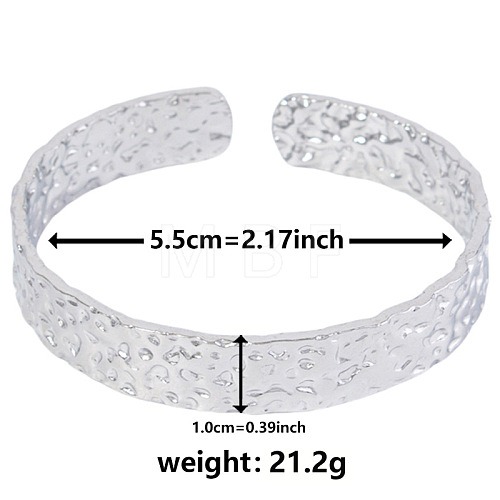 Non-Tarnish Vintage Hammered 304 Stainless Steel Cuff Bangles for Women KM3696-1-1