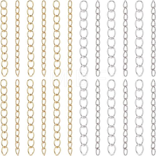 Unicraftale 120Pcs 4 Style 304 Stainless Steel Curb Chains Extender STAS-UN0038-16-1