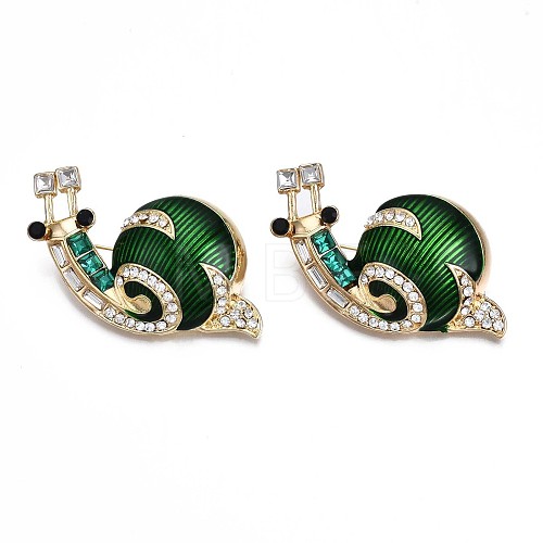 Snail Enamel Pin with Rhinestone JEWB-N007-089-1