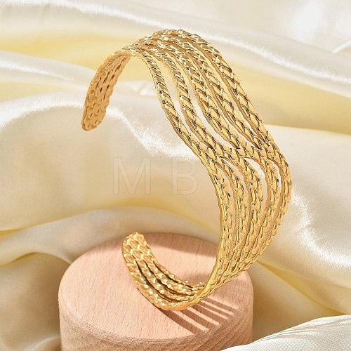 304 Stainless Steel Cuff Bangles BJEW-B108-12G-1