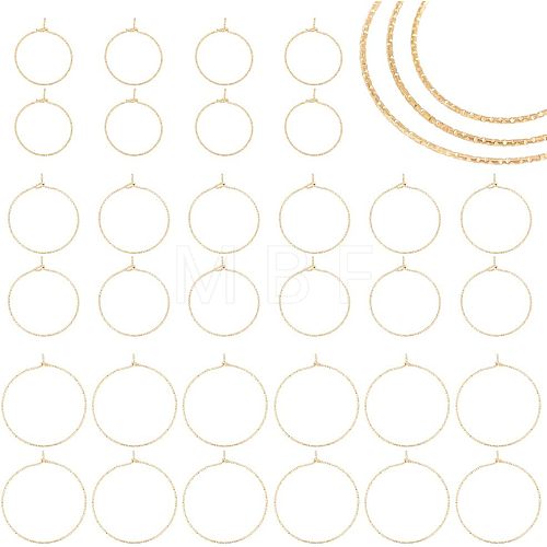 Unicraftale 36Pcs 3 Size Ion Plating(IP) 316 Surgical Stainless Steel Hoop Earrings Findings STAS-UN0039-40-1