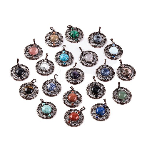 Natural & Synthetic Mixed Gemstone Pendants G-Q158-03-AB-1