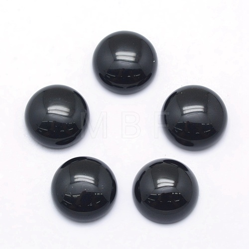 Natural Dyed & Heated Black Agate Cabochons G-P393-R02-8MM-1