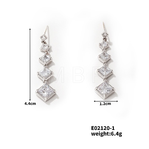 Geometric Cube Stud Earrings with Full Rhinestone Design TL4869-1-1