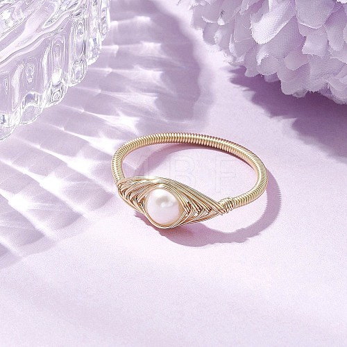 Horse Eye Natural Pearl Finger Rings RJEW-JR00844-01-1