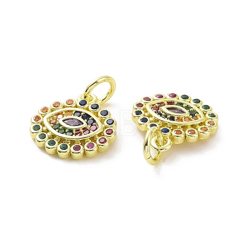 Brass Micro Pave Colorful Cubic Zirconia Charms KK-E068-VF076-1