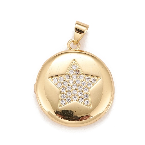 Brass Micro Pave Cubic Zirconia Locket Pendants KK-A161-43B-G-1