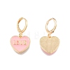 Heart with Word Love Enamel Dangle Leverback Earrings EJEW-N012-108B-1