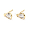 Clear Cubic Zirconia Teardrop Stud Earrings EJEW-G297-23G-1