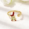 Brass Micro Pave Cubic Zirconia Cuff Rings for Women RJEW-L336-01G-02-1