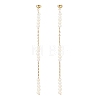 Natural Pearl Beaded Long Chain Dangle Stud Earrings EJEW-JE04932-1