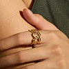 Brass with Cubic Zirconia Cuff Open Rings for Women FS-WG973E1-04-2