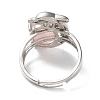 Natural Rose Quartz Oval with Dolphin Adjustable Ring G-Z031-01P-20-4