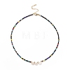 Shell & Glass Beaded Necklace for Women NJEW-JN03910-3