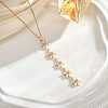 Brass Pave Cubic Zirconia & Imitation Pearl Long Tassel Necklaces for Women WGF2BEF-01-1