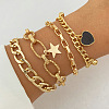 4Pcs 4 Styles Alloy Bracelet Set for Women WGAFCFA-02-1