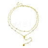 Brass & Round Glass Double Layer Necklaces NJEW-JN04989-4