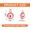 60Pcs 6 Colors Epoxy Resin Enamel Evil Eye Charms RESI-AR0001-37-2