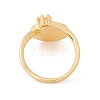 Shell Flat Round Open Cuff Ring with Clear Cubic Zirconia RJEW-P030-01G-3