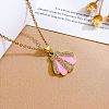Ocean Brass Micro Pave Clear Cubic Zirconia Enamel Shell Shape Pendant Necklaces for Women WGFFEAA-01-1