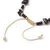 Natural Obsidian Chips & Handmade Seed Beads Braided Bracelet Making AJEW-MZ00004-07-3