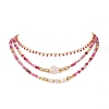 Natural Rose Quartz & Agate Beaded Necklaces Sets for Women NJEW-JN04129-2