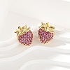 Strawberry Brass Micro Pave Cubic Zirconia Stud Earrings EJEW-M077-15G-3