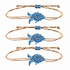 Ocean Adjustable Braided Wax Cord Fish Link Bracelet Sets with Brass Beads for Women XU5174-8-1