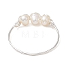 Round Natural Cultured Freshwater Pearl Finger Rings RJEW-JR00851-02-4