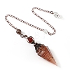 Natural Strawberry Quartz & Resin Hexagonal Pointed Dowsing Pendulums PW-WG7D05E-22-1