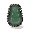 Natural Green Aventurine Open Cuff Ring RJEW-M166-03R-D-2