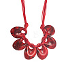 Exaggerated Oval Resin Pendant Waxed Cord Bib Necklaces for Women FS-WG15354-02-1