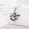 Halloween Alloy Siam Rhinestone Spider Web with Black Bat Pendant Necklaces WGB5650-01-3