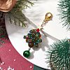 Christmas Tree Glass Seed Beads & Natural Tiger Eye Pendant Decorations HJEW-MZ00075-4