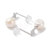 Natural Pearl and Cubic Zirconia Stud Earrings for Women EJEW-C083-01P-2