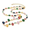 Brass Pave Colorful Cubic Zirconia Geometric Link Chain Necklaces NJEW-C111-03B-4