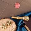 1Pc Golden Tone Brass Wax Seal Stamp Head with Bamboo Stick Shaped Handle STAM-CP0001-04H-4