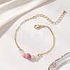 Natural Rhodochrosite Round Beads link Bracelets BJEW-JB13172-03-1