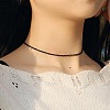 Glass Faceted Rondelle Beaded Choker Necklaces with Zinc Alloy End Chains BU2410-1-3