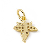 Brass Micro Pave Clear Cubic Zirconia Maple Leaf Charms ZIRC-F132-44G-2