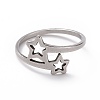 Non-Tarnish 201 Stainless Steel Double Star Finger Ring RJEW-J051-14P-2