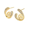 U-Shaped Brass Micro Pave Clear Cubic Zirconia Stud Earring Findings KK-D102-10G-1