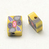 Handmade Polymer Clay Rectangle with Flower Beads X-CLAY-Q215-02-2